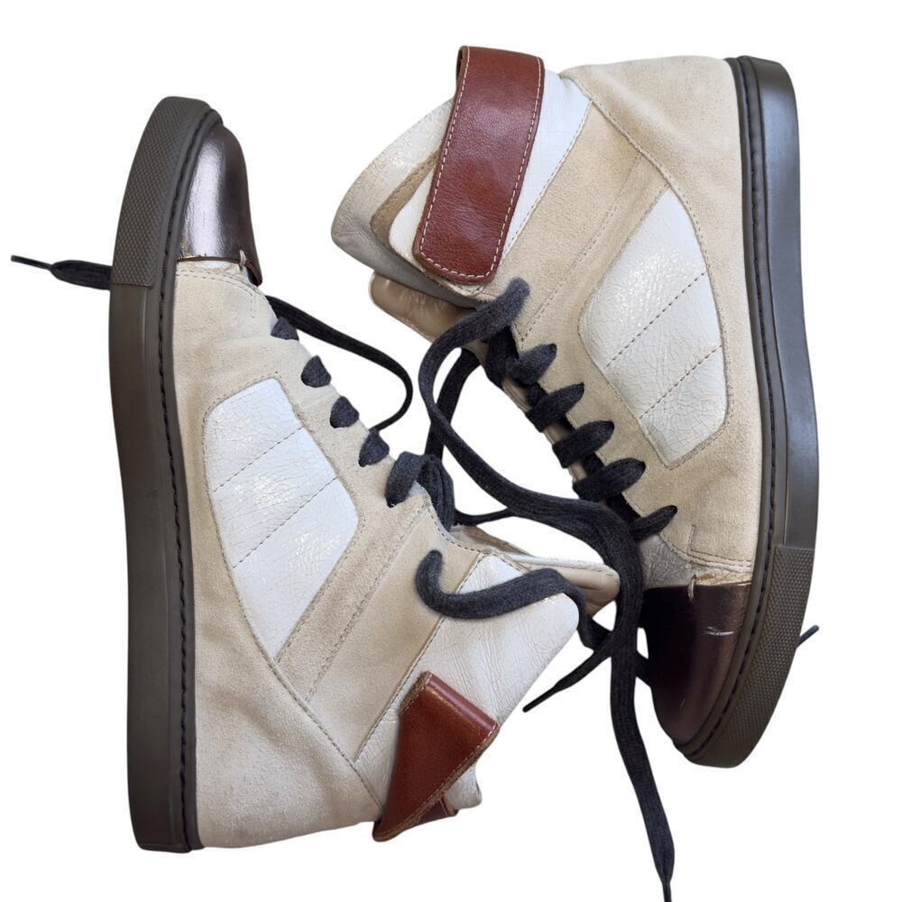 Brunello Cucinelli High Top Sneakers Shoes Leather Suede Size Women’s 37 US 7 - Picture 4 of 16